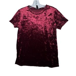 VTG Forever 21‎ Crushed Velvet Top Size S Burgundy Holiday Vampire Peasant Goth